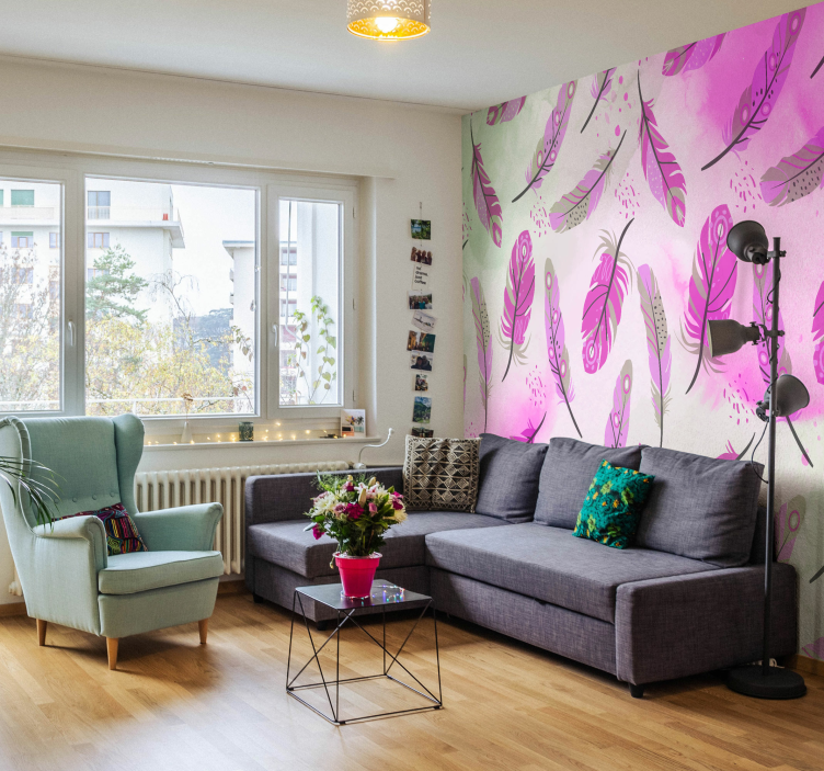 Fotomural zen plumas estilo boho - TenVinilo