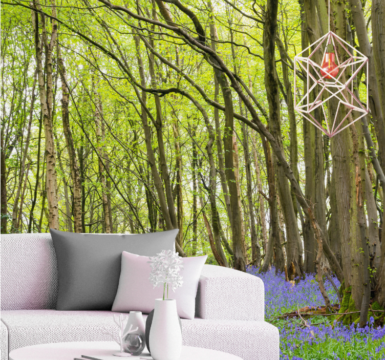 Papel mural bosque Árboles verdes vibrantes - TenVinilo