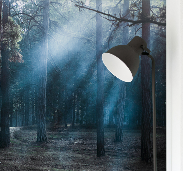 Papel mural bosque camino brumoso y brumoso - TenVinilo