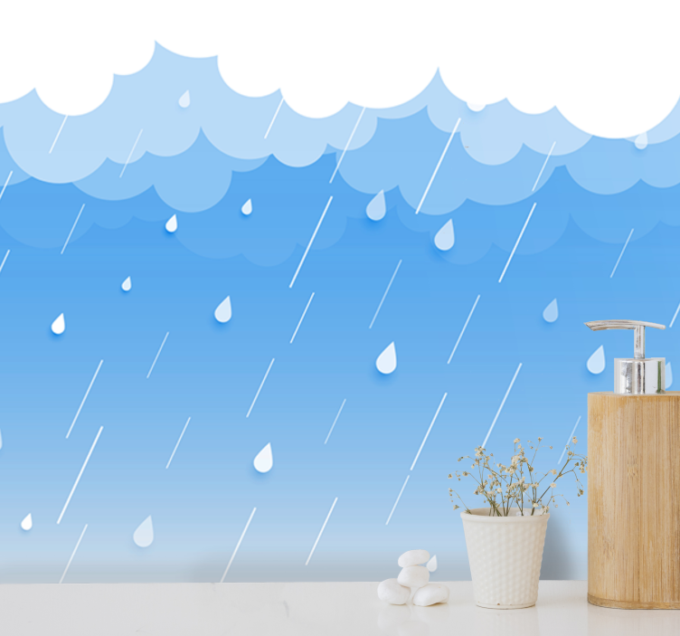 Papel mural cielo paisaje nublado con gotas de lluvia - TenVinilo