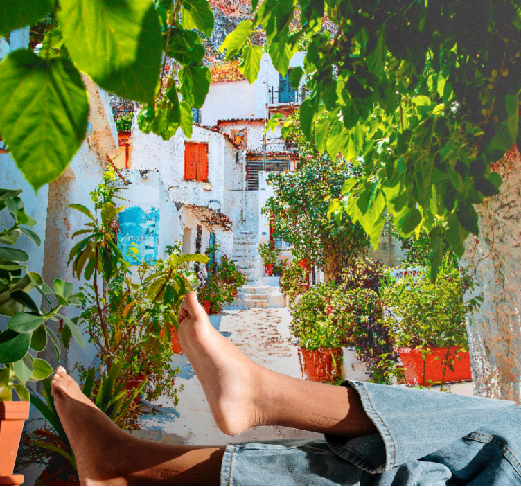 Papel mural ciudades callejón mediterráneo encantador - TenVinilo