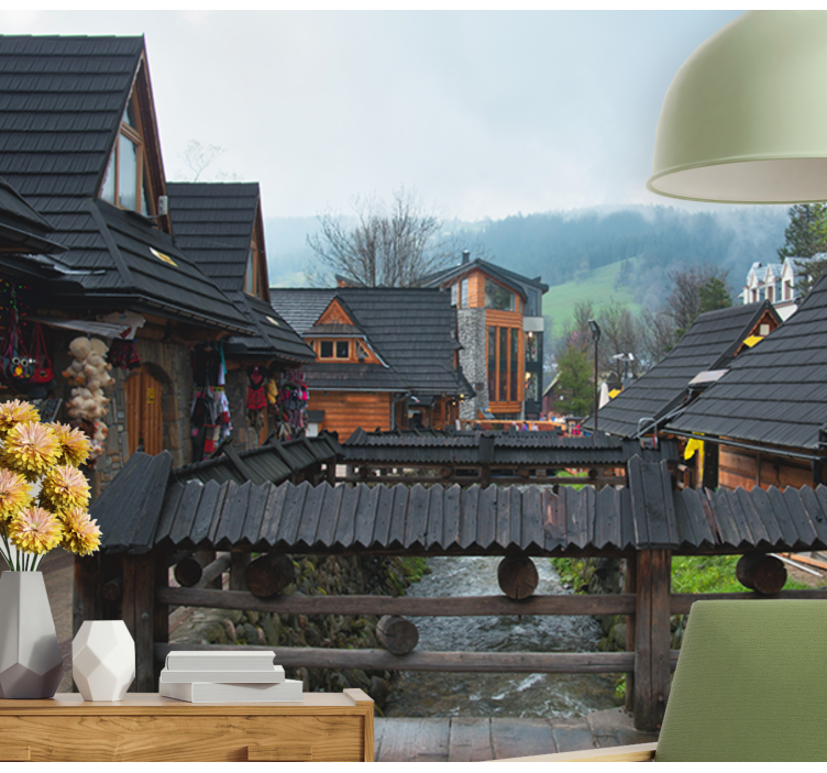 Papel mural ciudades encantador pueblo alpino - TenVinilo