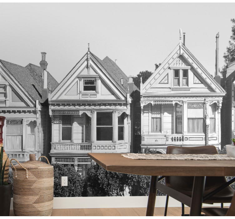 Papel mural ciudades hilera de casas victorianas - TenVinilo