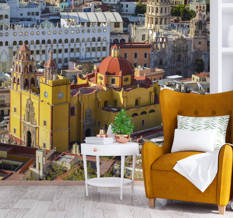 Papel mural ciudades histórica catedral amarilla - TenVinilo