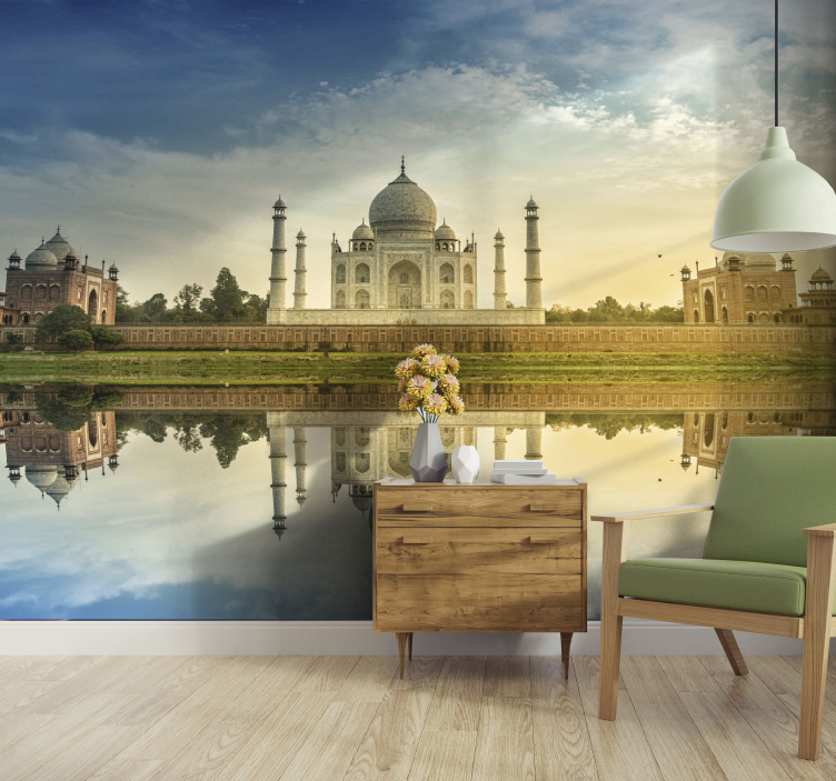 Papel mural ciudades imagen espejo del taj mahal - TenVinilo