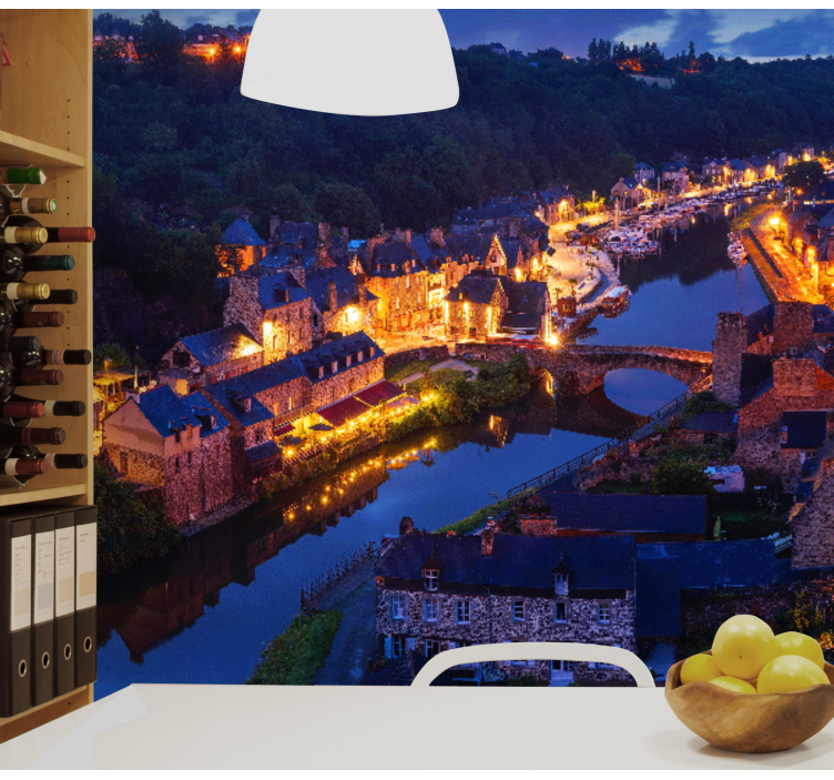 Papel mural ciudades luces de pueblo medieval - TenVinilo
