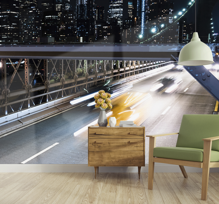 Papel mural ciudades luces nocturnas de la ciudad - TenVinilo