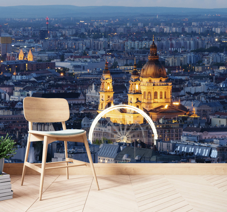 Papel mural ciudades paisaje nocturno histórico de budapest - TenVinilo