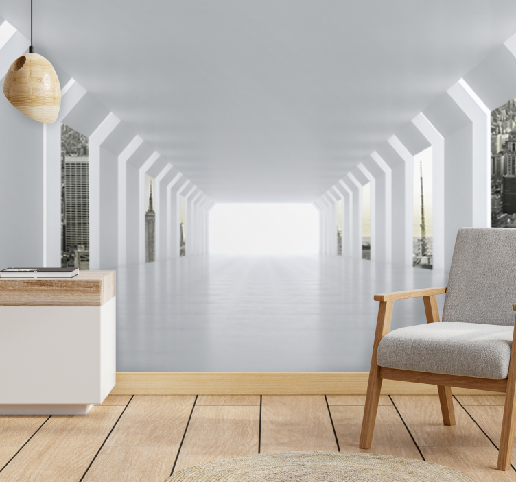 Papel mural ciudades paisaje urbano futurista - TenVinilo