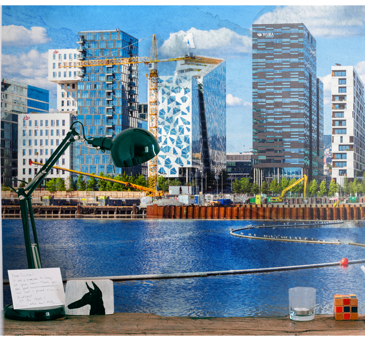 Papel mural ciudades paisaje urbano moderno - TenVinilo