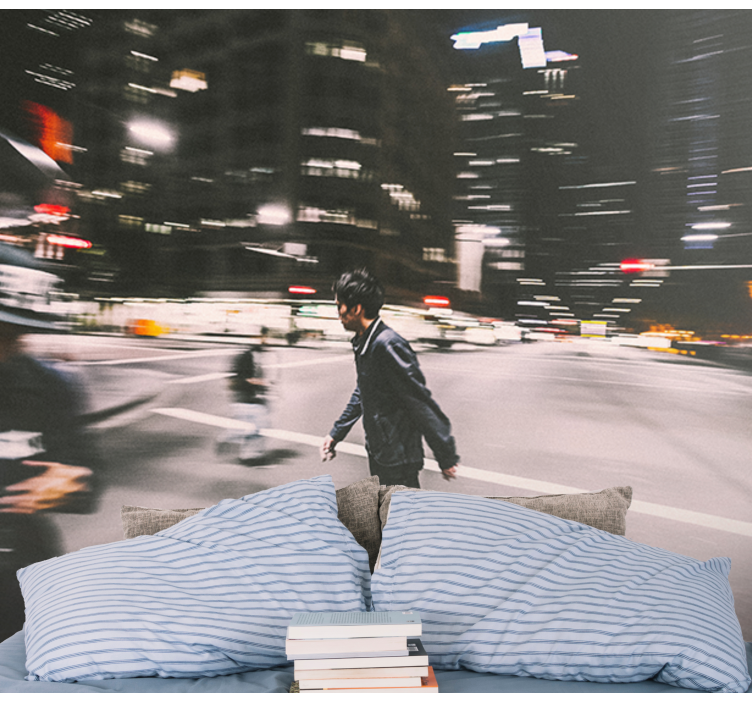 Papel mural ciudades patinaje nocturno urbano - TenVinilo