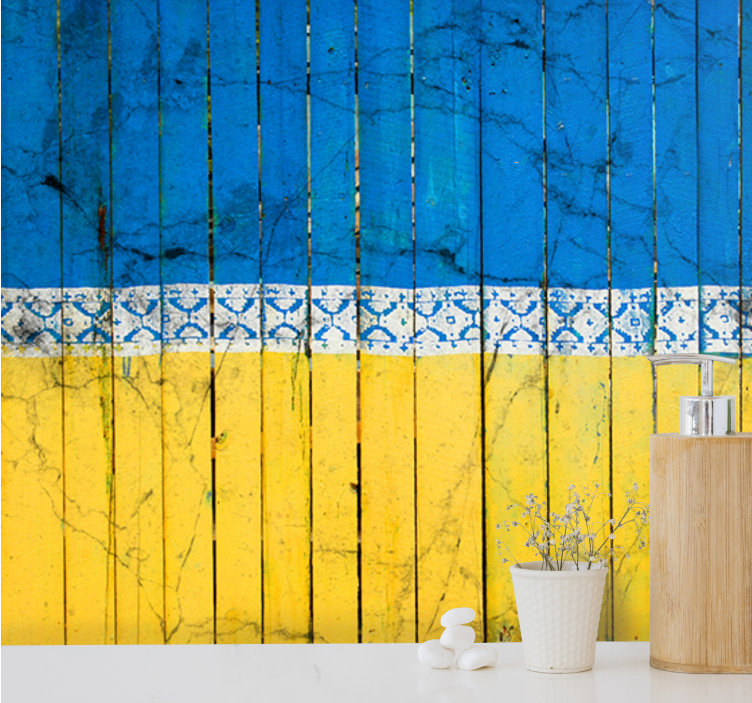 Papel mural ciudades patrón de tablones de madera - TenVinilo