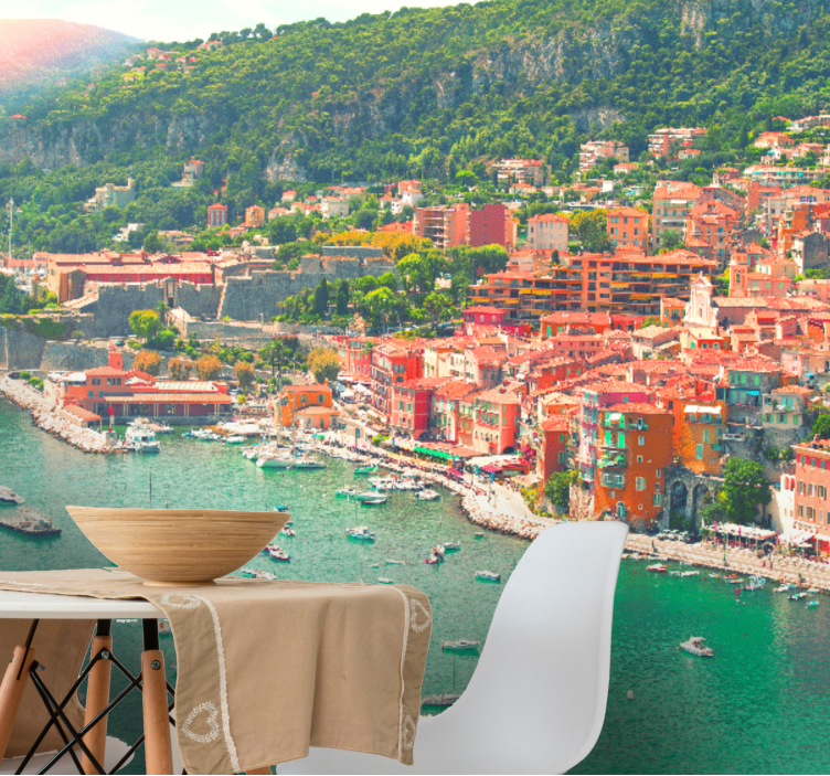 Papel mural ciudades perspectiva del pueblo costero - TenVinilo