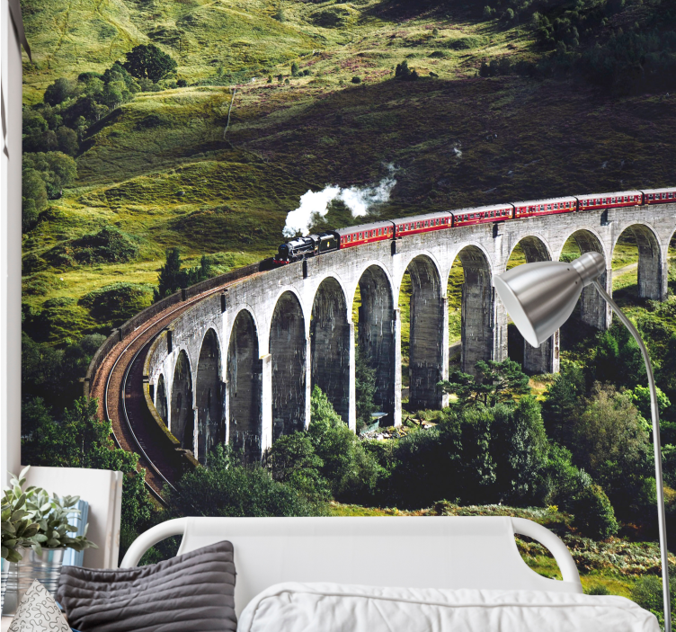 Papel mural ciudades puente ferroviario icónico - TenVinilo