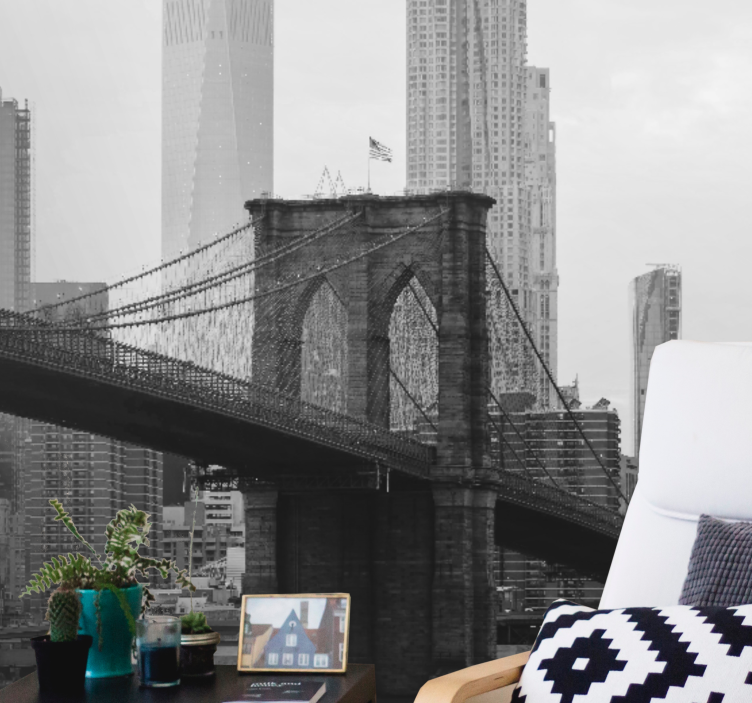Papel mural ciudades silueta del puente de brooklyn - TenVinilo