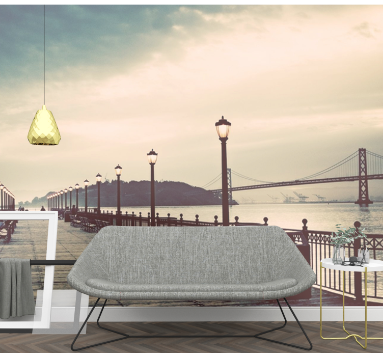 Papel mural ciudades vista panorámica del paseo marítimo - TenVinilo