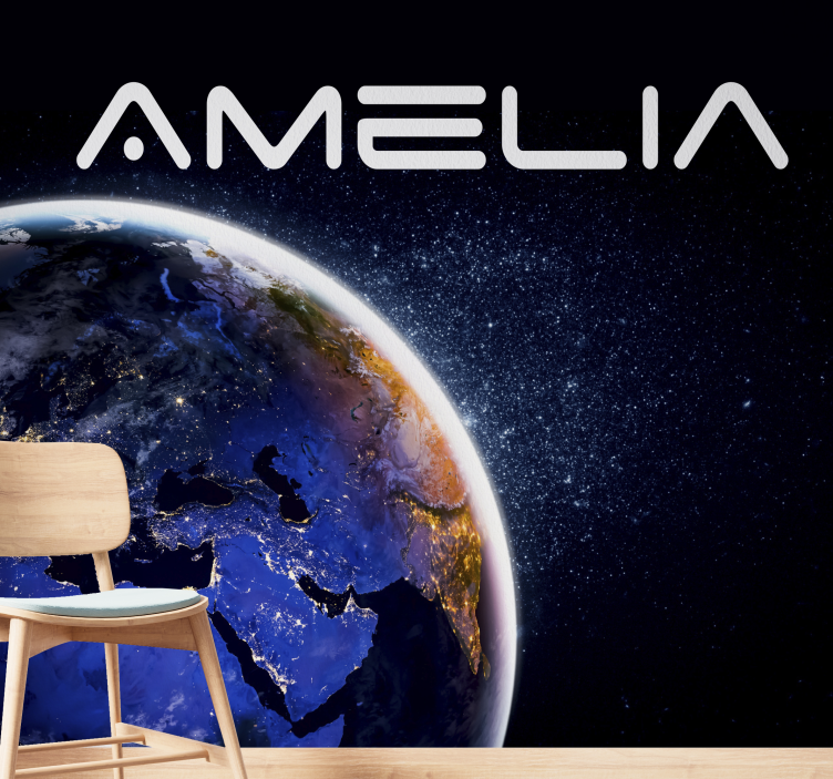 Papel mural espacio globo y estrellas - TenVinilo