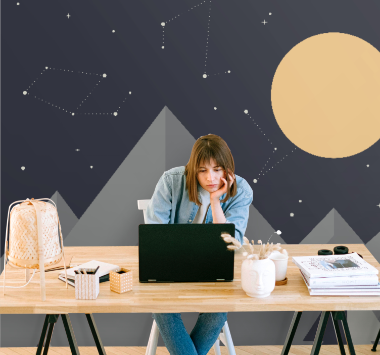 Papel mural espacio picos de montaña iluminados - TenVinilo