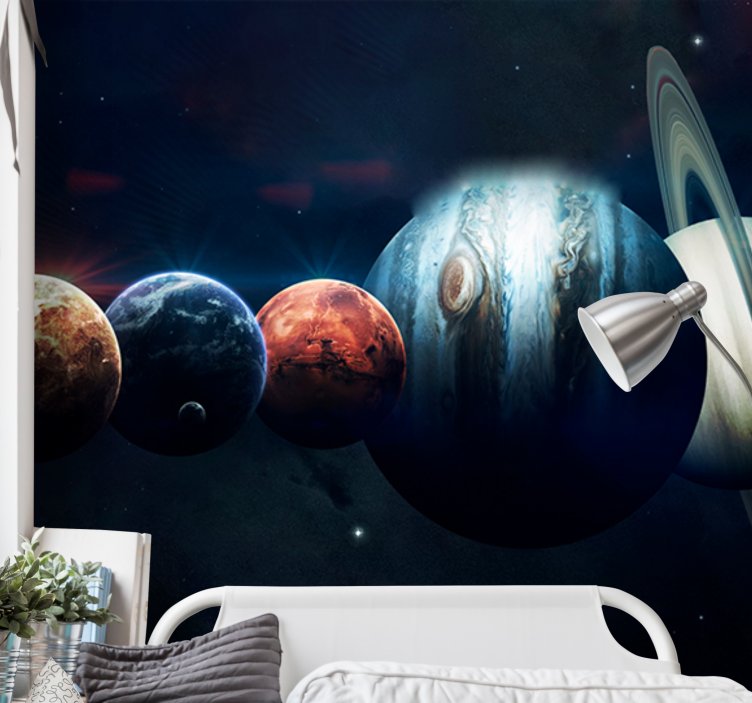 Papel mural espacio planetas en órbita - TenVinilo