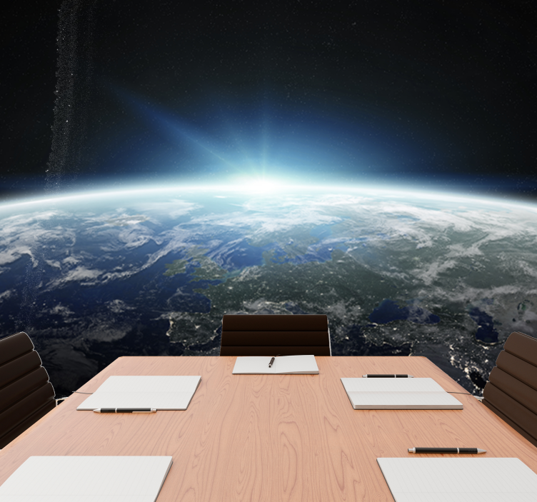 Papel mural espacio vista en perspectiva de la tierra - TenVinilo