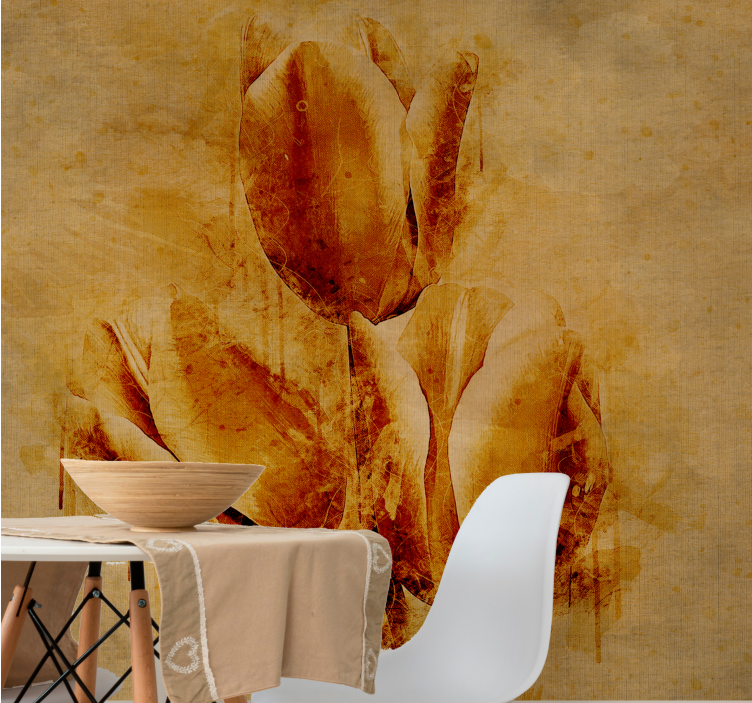 Papel mural flores arreglo elegante de tulipanes - TenVinilo