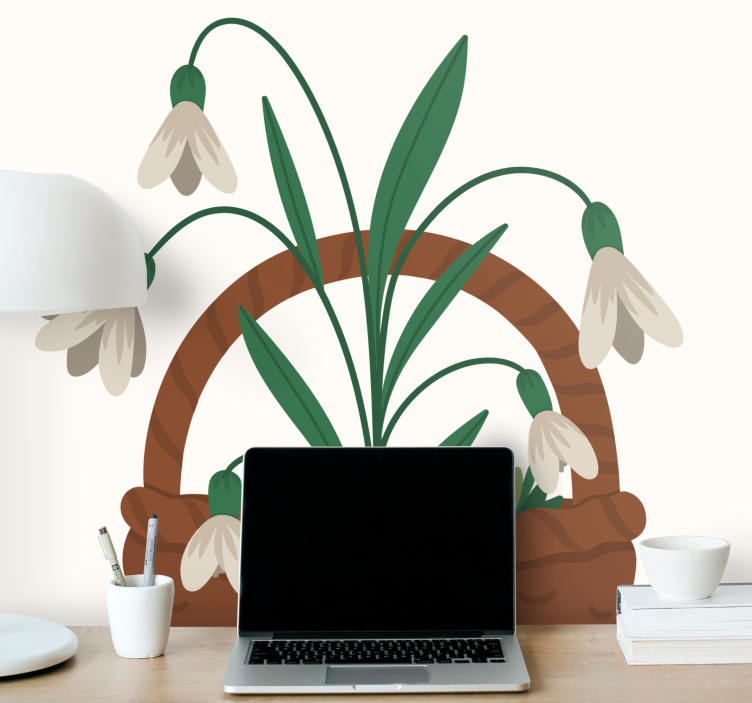 Papel mural flores brotes delicados de campanilla - TenVinilo