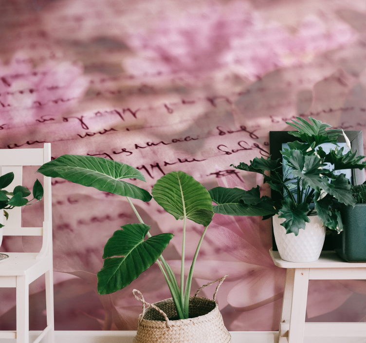 Papel mural flores delicada escritura floral - TenVinilo