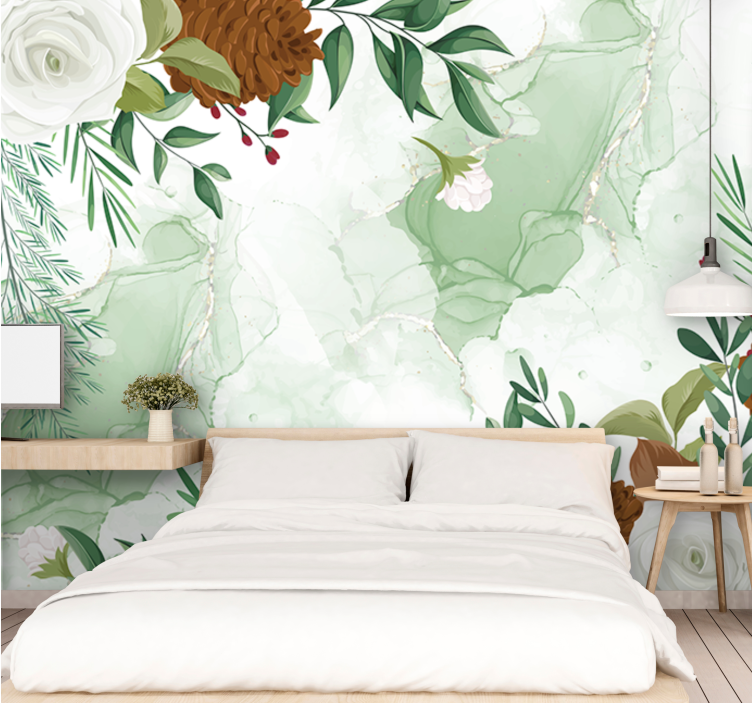 Papel mural flores elegante arreglo floral - TenVinilo