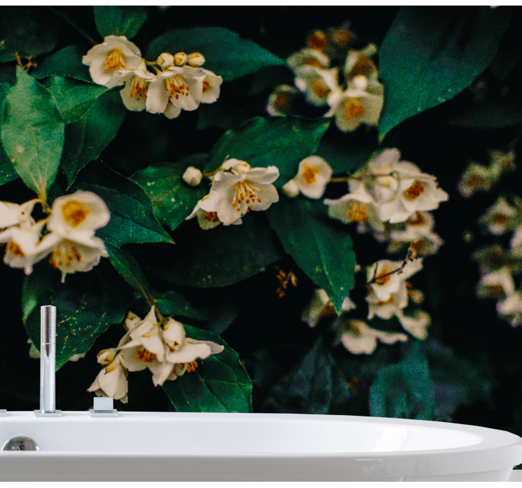 Papel mural flores flores blancas delicadas - TenVinilo