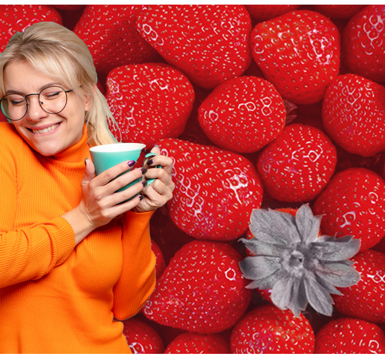 Papel mural flores fresas y flores - TenVinilo