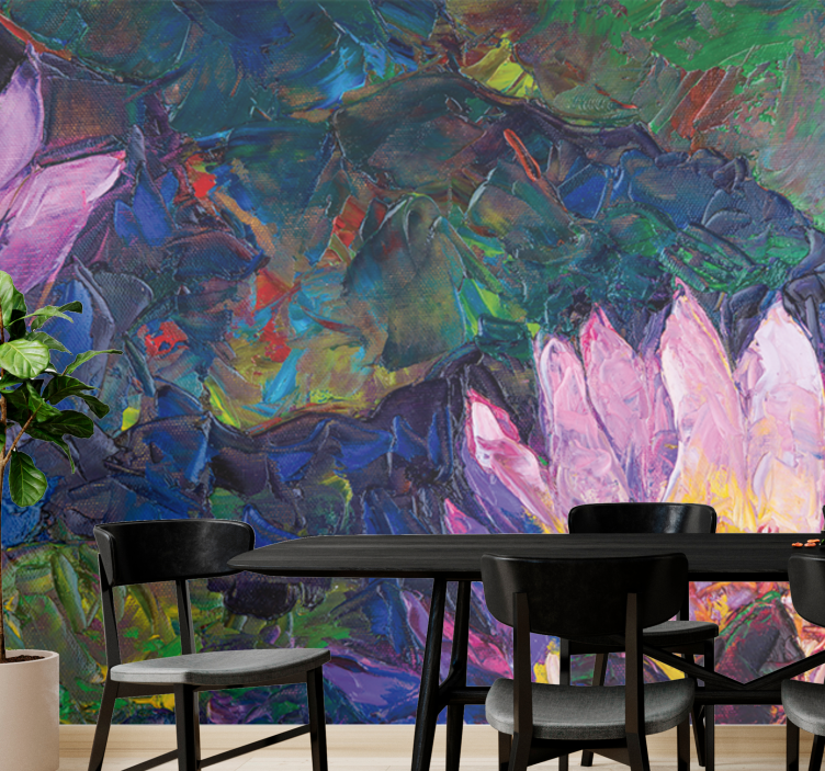 Papel mural flores loto abstracto - TenVinilo