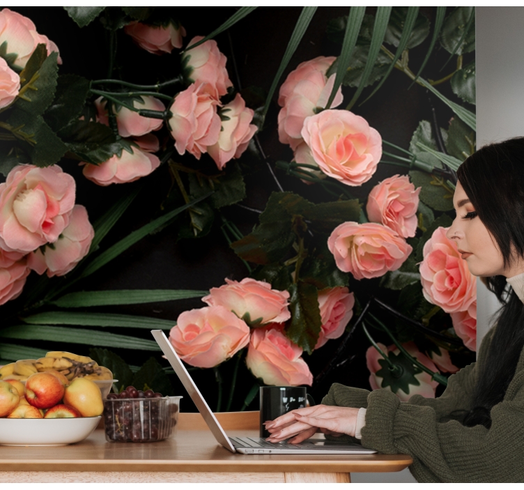 Papel mural flores rosas suaves de color rosa - TenVinilo