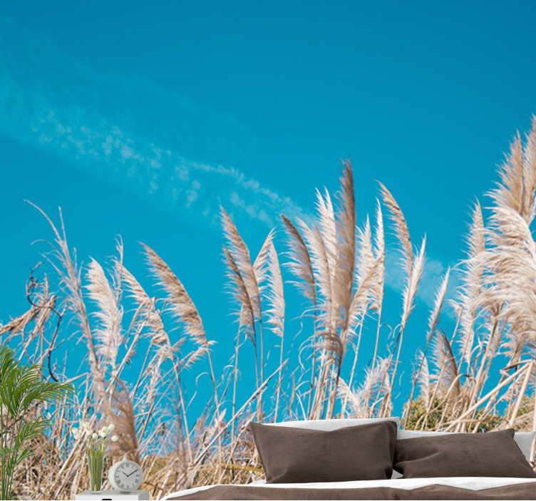 Papel mural flores tranquilidad de hierba pampa - TenVinilo