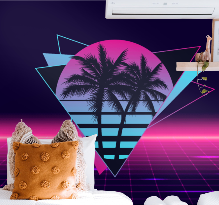 Papel mural frases geometría retro de palmas - TenVinilo