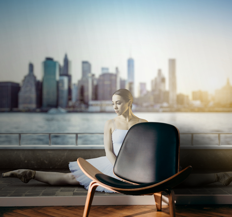 Papel mural gente bailarinas en paisaje urbano - TenVinilo