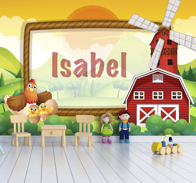 Papel mural infantil amigos de la granja - TenVinilo