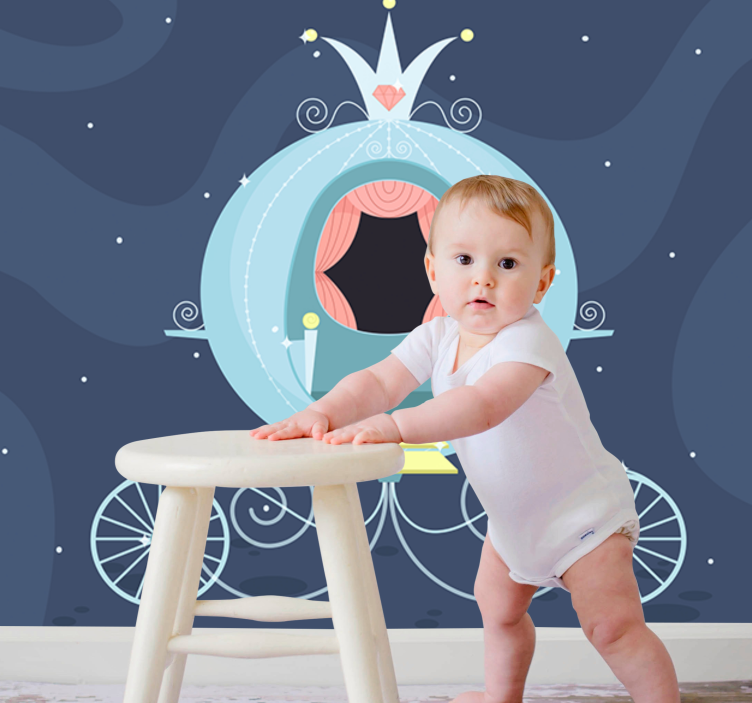 Papel mural infantil carruaje de cuento de hadas - TenVinilo