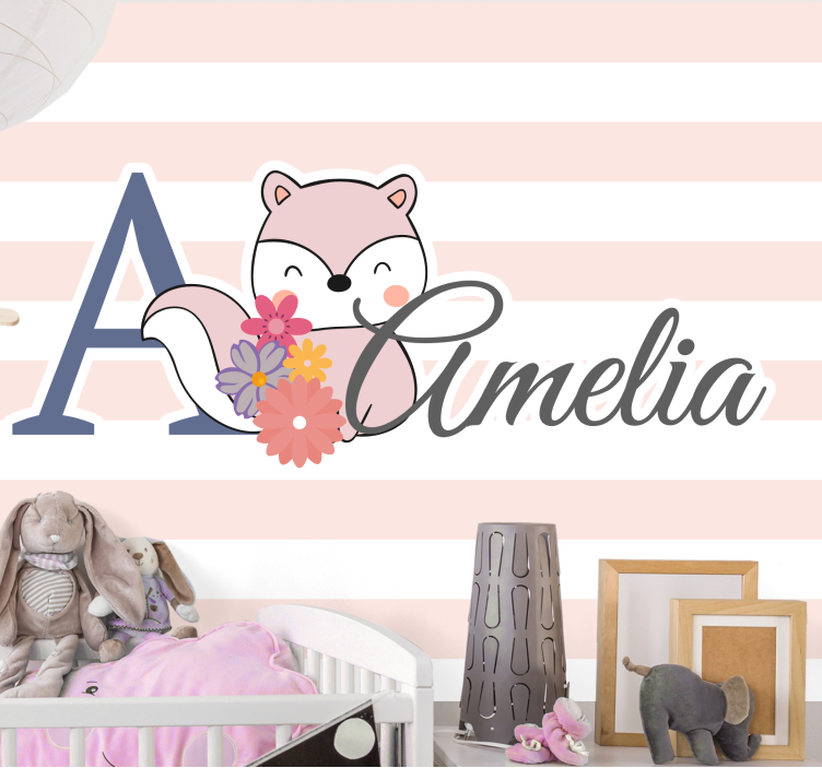 Papel mural infantil diseño de zorro adorable - TenVinilo