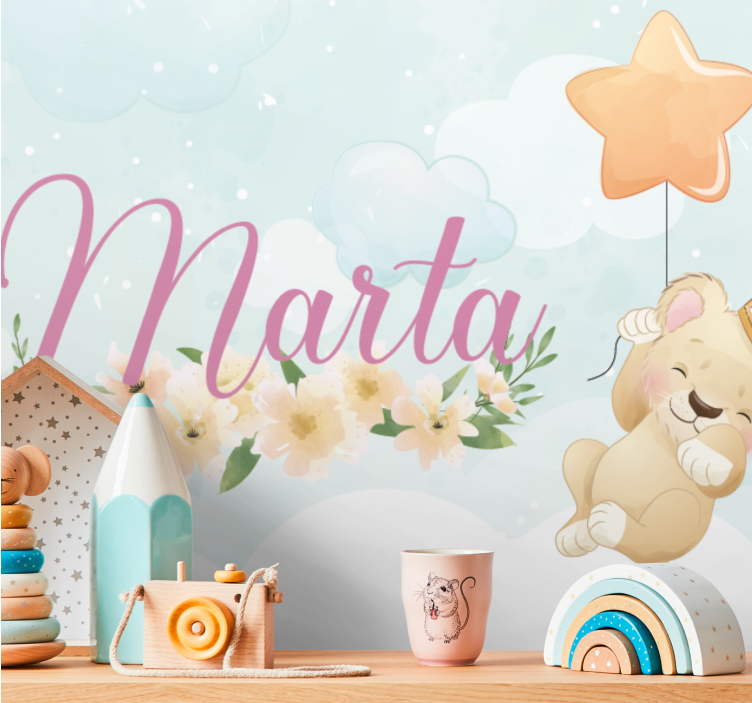 Papel mural infantil globo de león tierno - TenVinilo