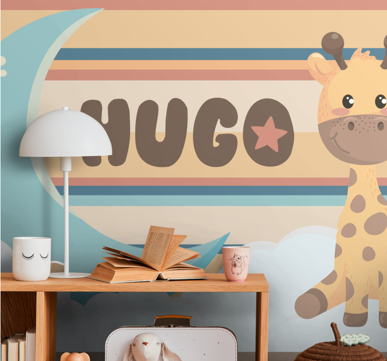 Papel mural infantil ilustración de jirafa adorable - TenVinilo
