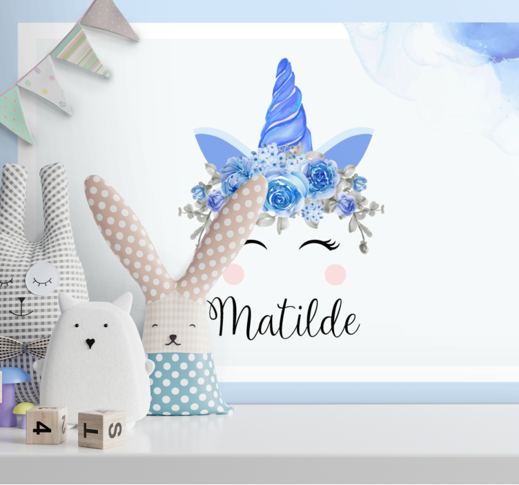 Papel mural infantil ilustración de unicornio adorable - TenVinilo