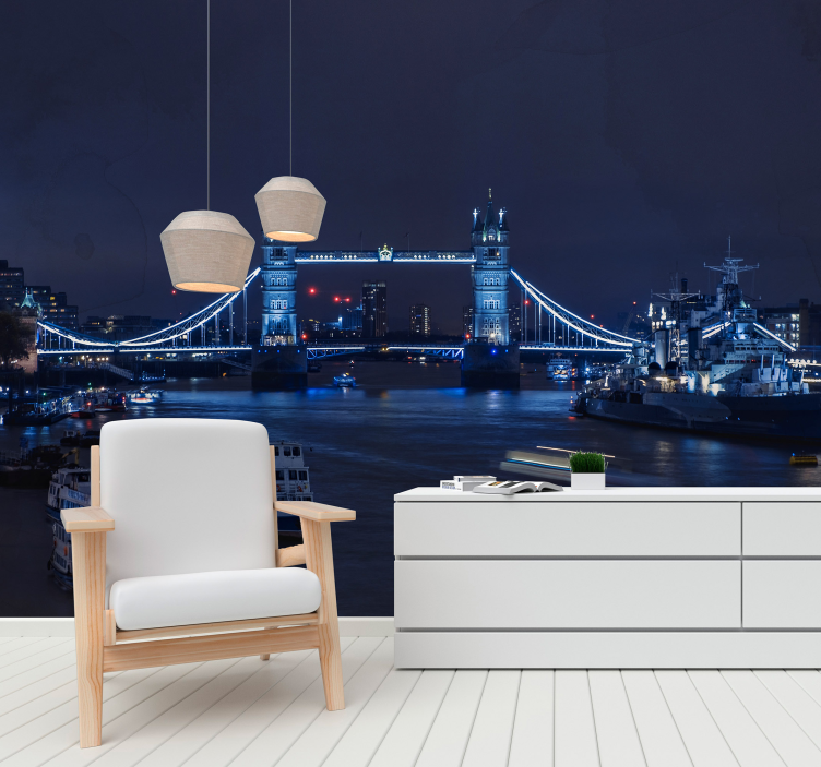 Papel mural Londres vista nocturna del puente de la torre - TenVinilo