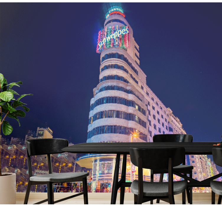 Papel mural madrid skyline nocturno - TenVinilo