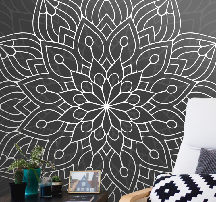 Papel mural mandala patrón floral intrincado - TenVinilo