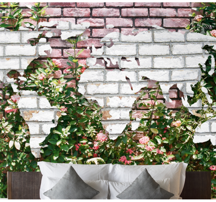 Papel mural mapamundi mapa del mundo florecido - TenVinilo