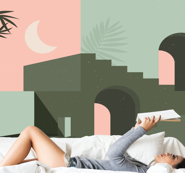 Papel mural moderno composición geométrica abstracta - TenVinilo