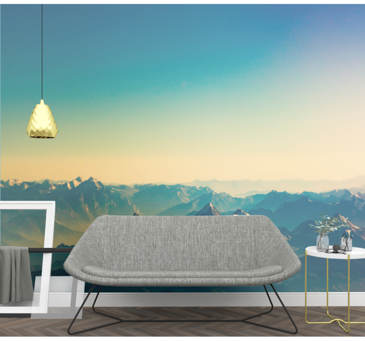 Papel mural montaña amplio paisaje montañoso - TenVinilo