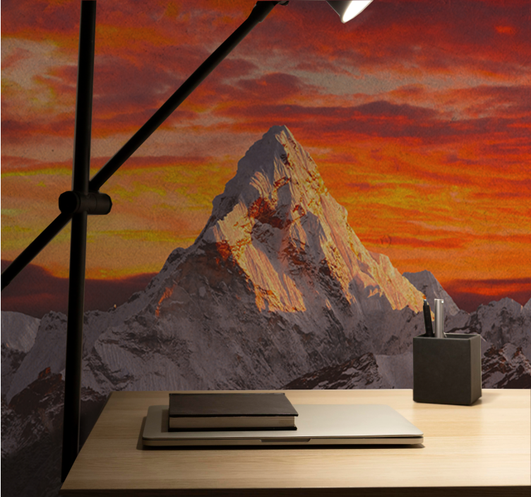 Papel mural montaña atardecer majestuoso en montañas - TenVinilo