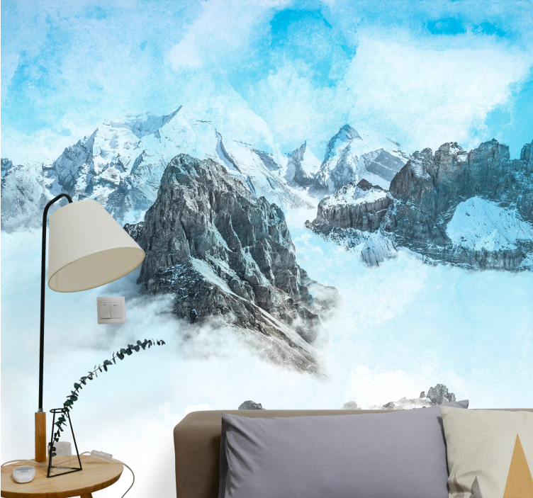 Papel mural montaña picos helados majestuosos - TenVinilo