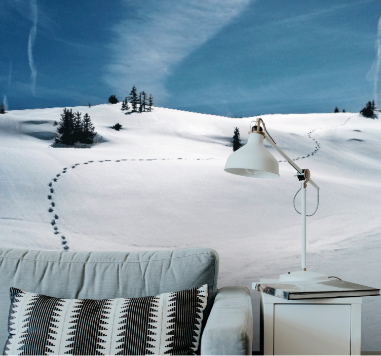 Papel mural montaña sendero de montaña nevado - TenVinilo